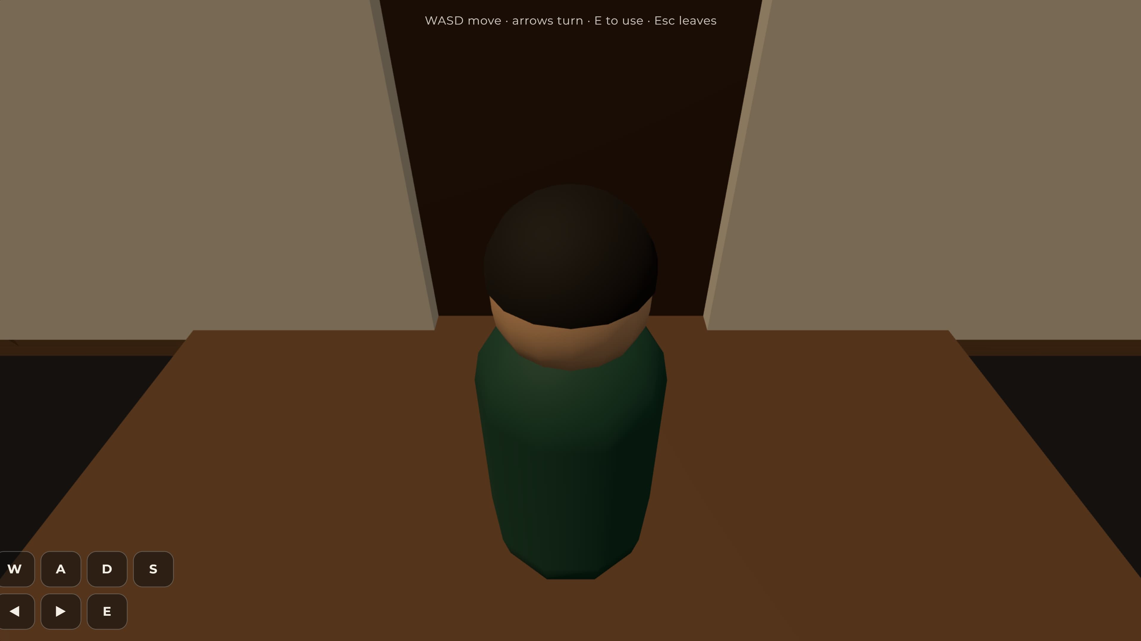 Wifi cafe lab starting room — character facing the shut door