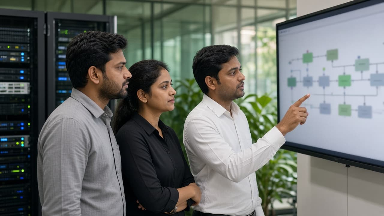 Engineers reviewing a delivery path together